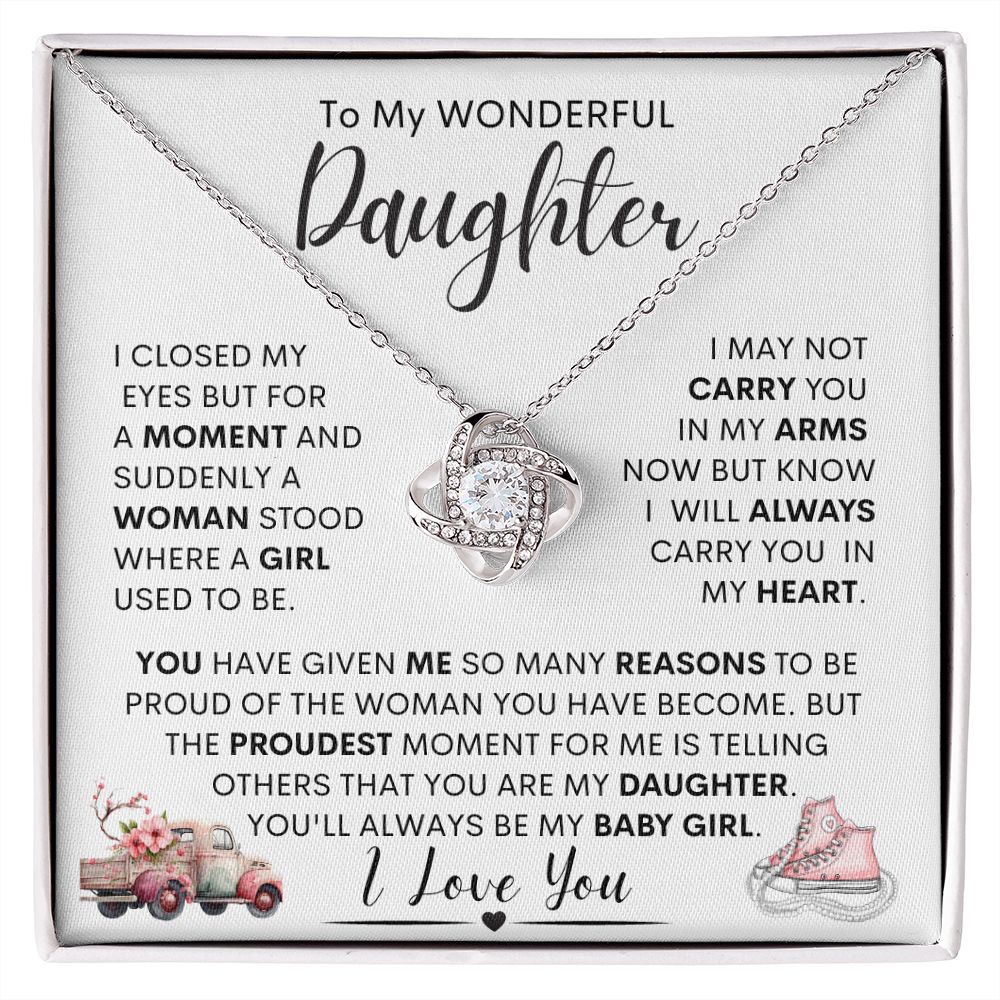 Daughter -- (Pink Sneakers) l Love Knot Necklace