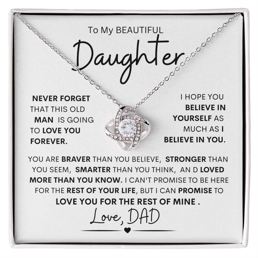 Daughter, I Promise to Love You For The Rest of My Life l Love Knot Necklace