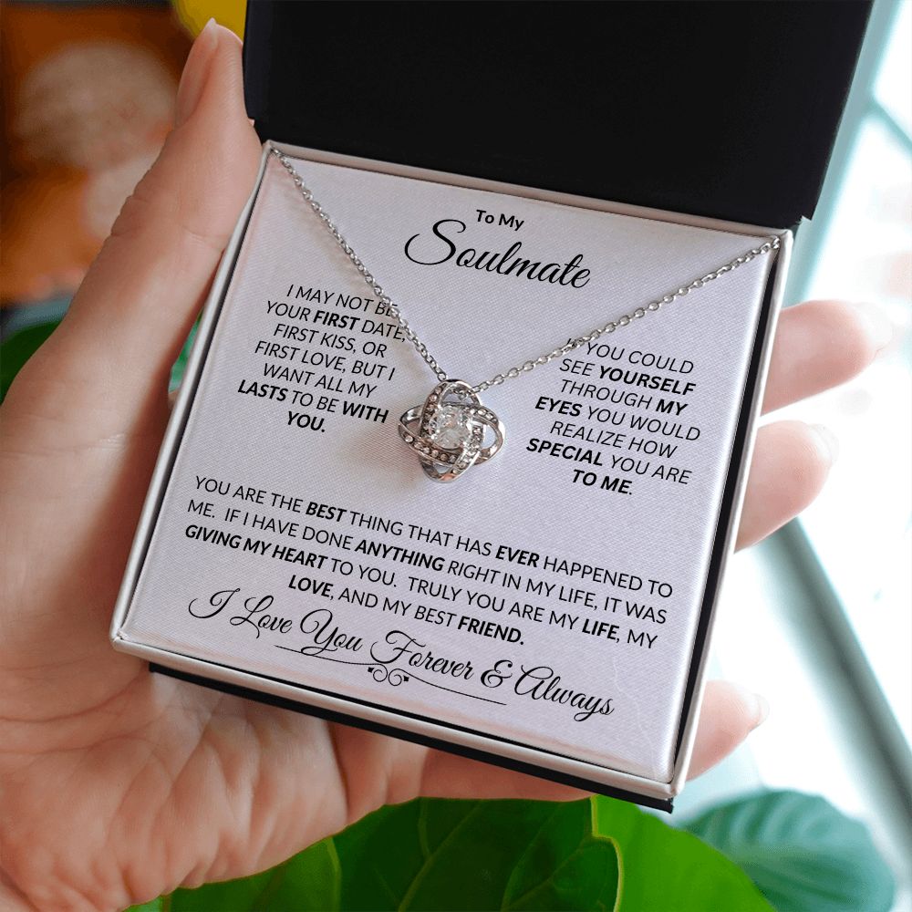 Soulmate If You Could See Through My Eyes -- Love Knot Necklace