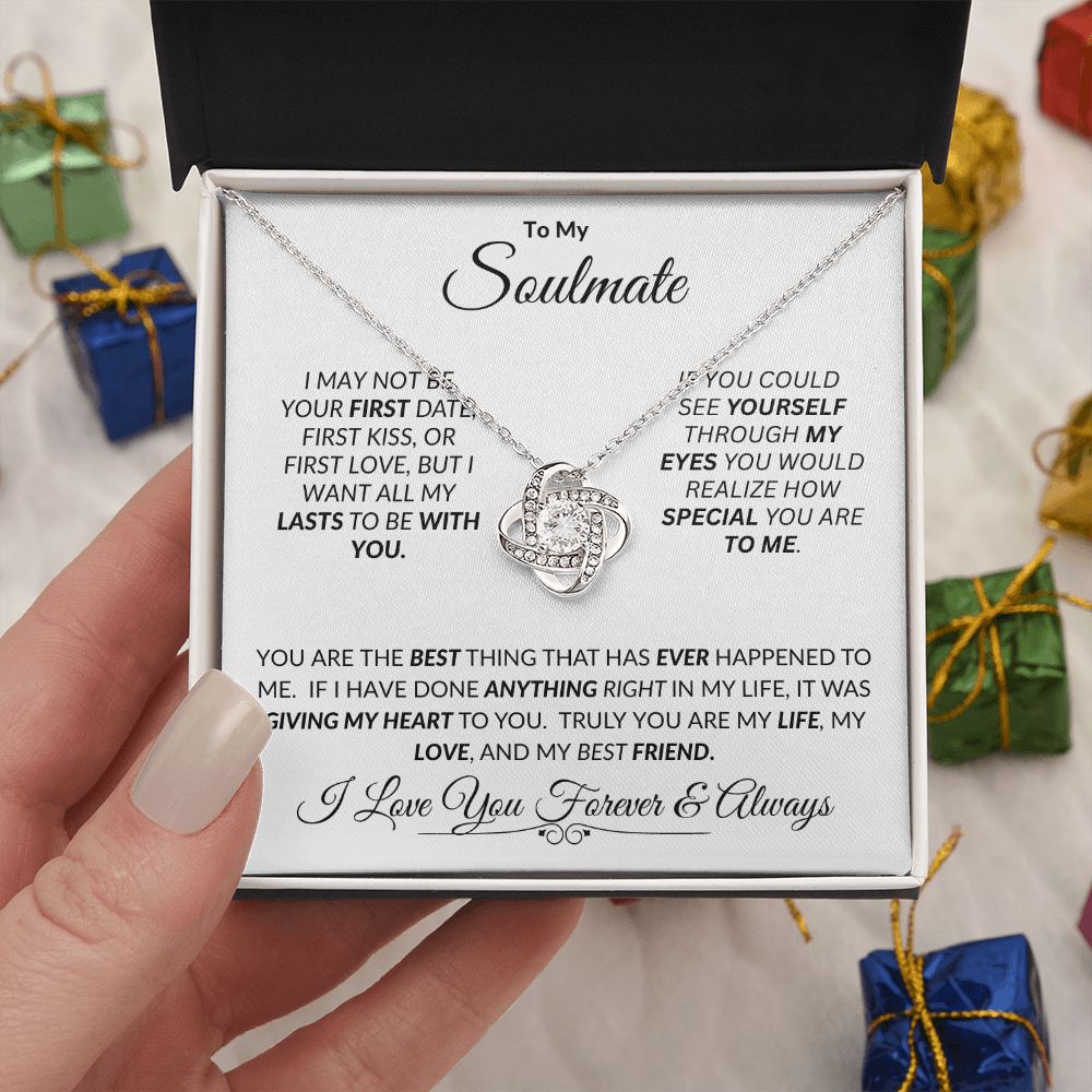 Soulmate If You Could See Through My Eyes -- Love Knot Necklace