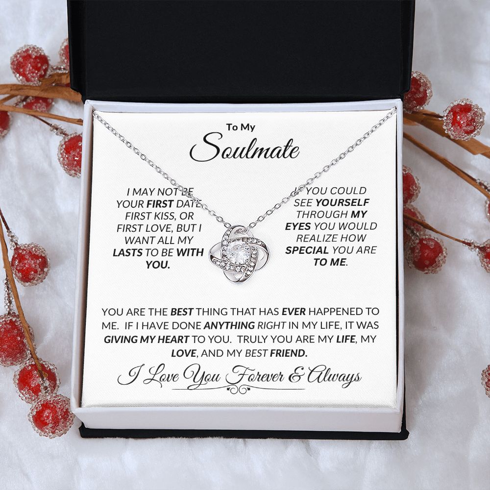 Soulmate If You Could See Through My Eyes -- Love Knot Necklace