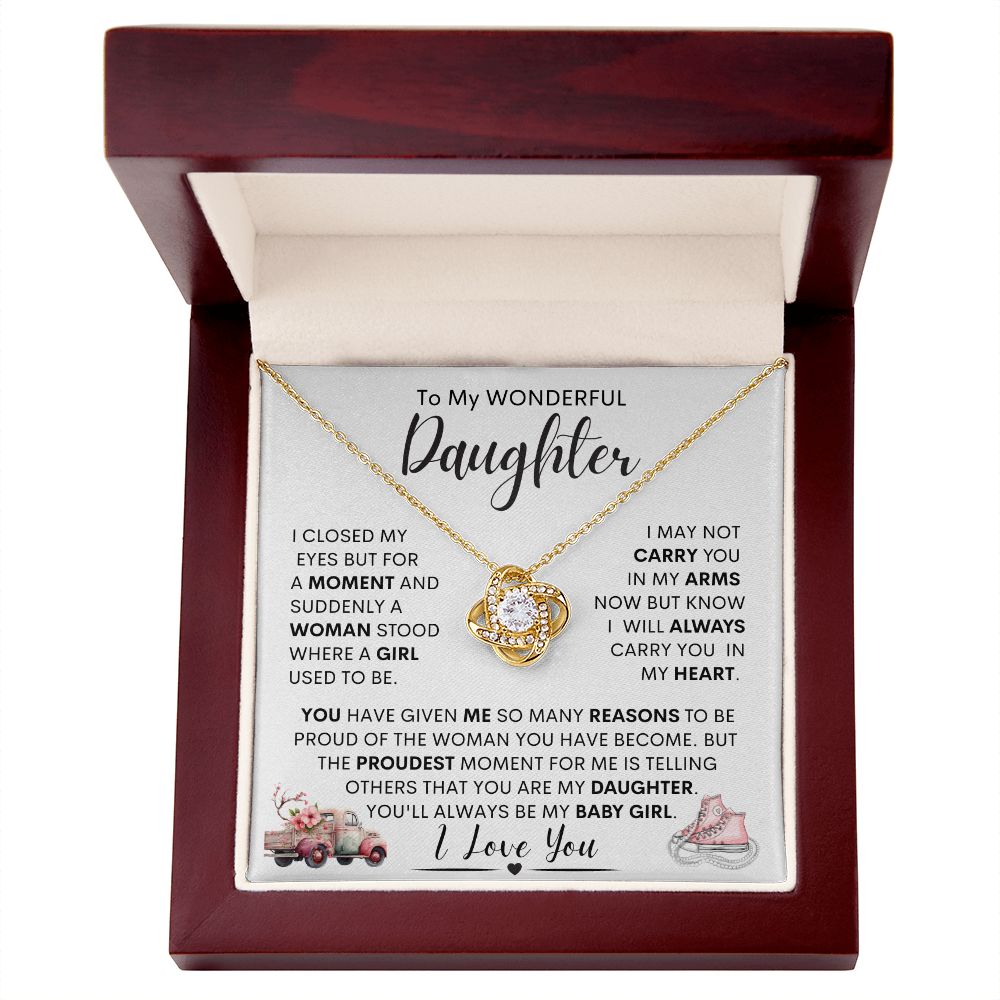 Daughter -- (Pink Sneakers) l Love Knot Necklace
