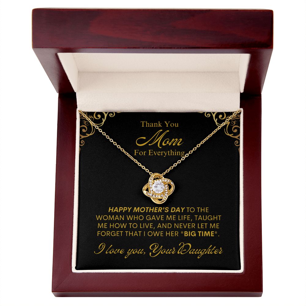 Mom from Daughter Thanks Love Knot Necklace