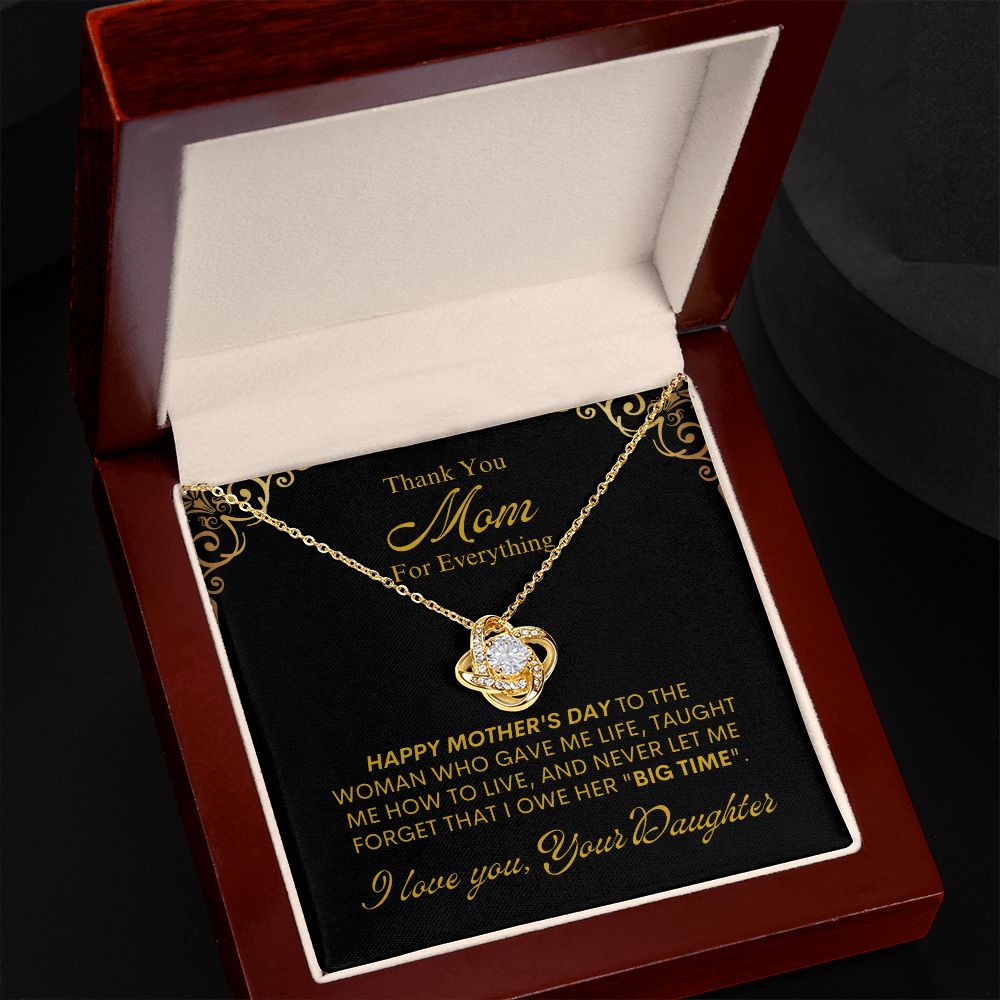 Mom from Daughter Thanks Love Knot Necklace