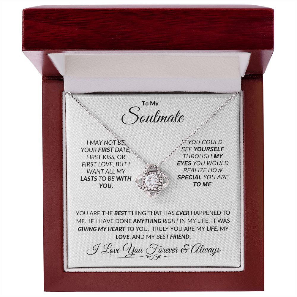 Soulmate If You Could See Through My Eyes -- Love Knot Necklace