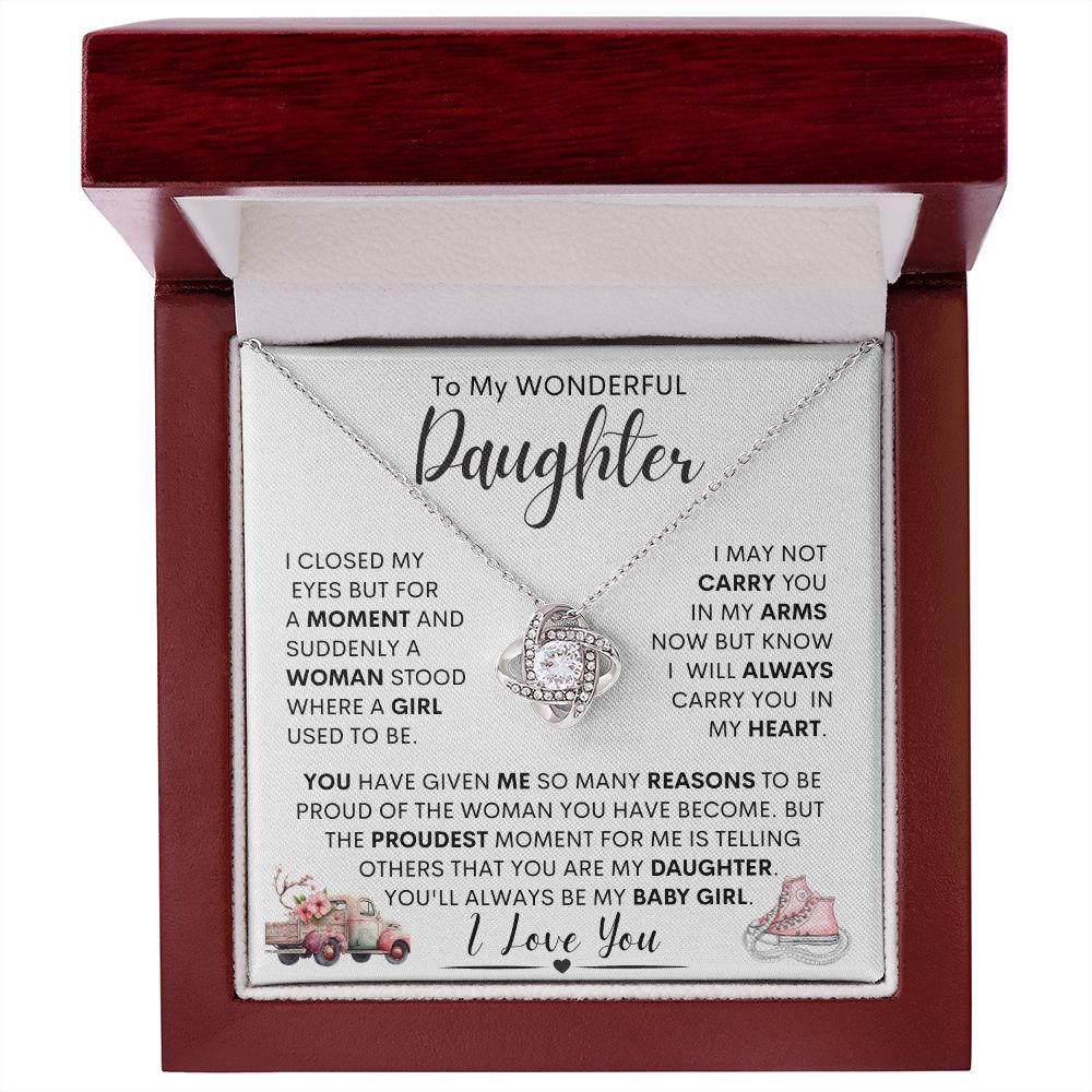Daughter -- (Pink Sneakers) l Love Knot Necklace