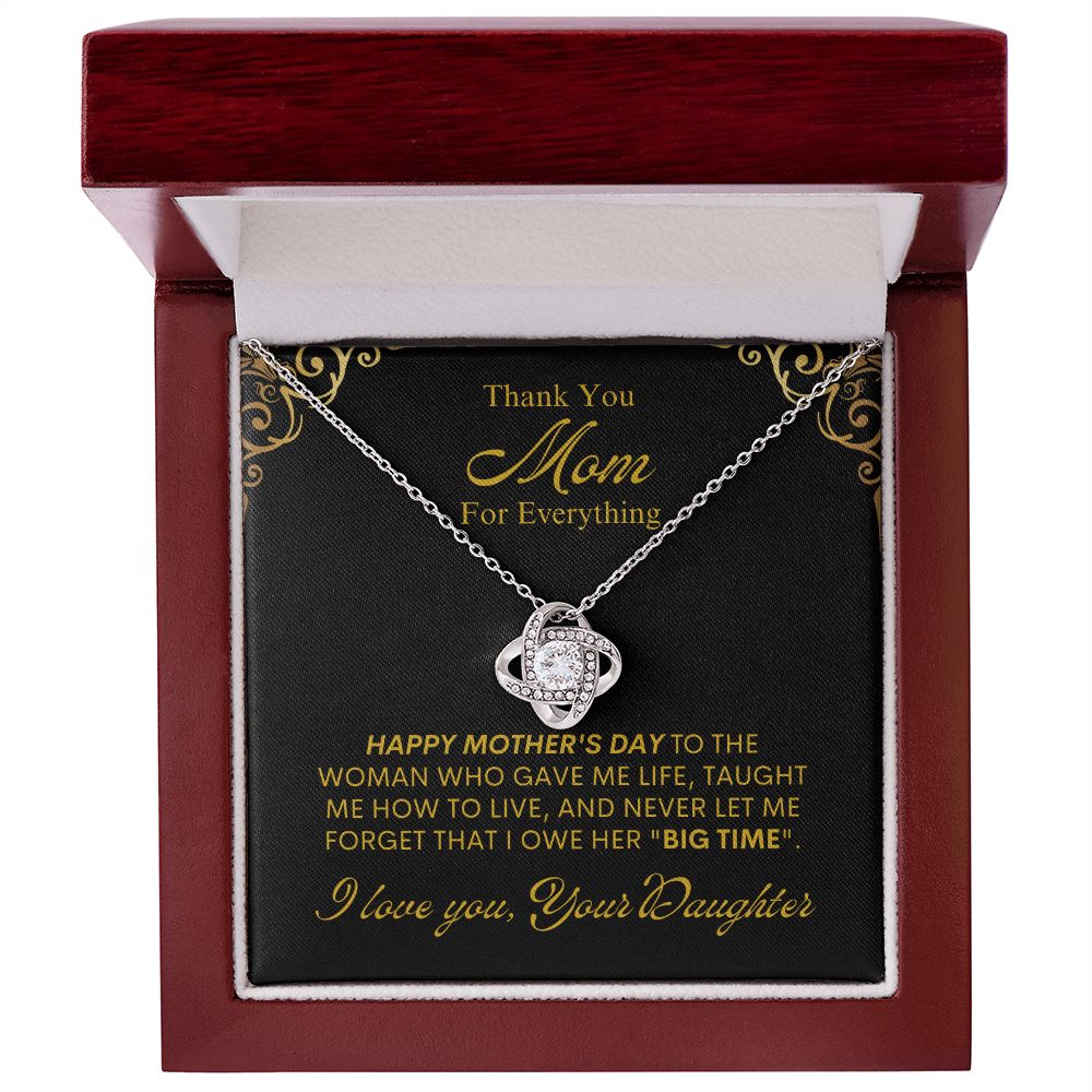 Mom from Daughter Thanks Love Knot Necklace