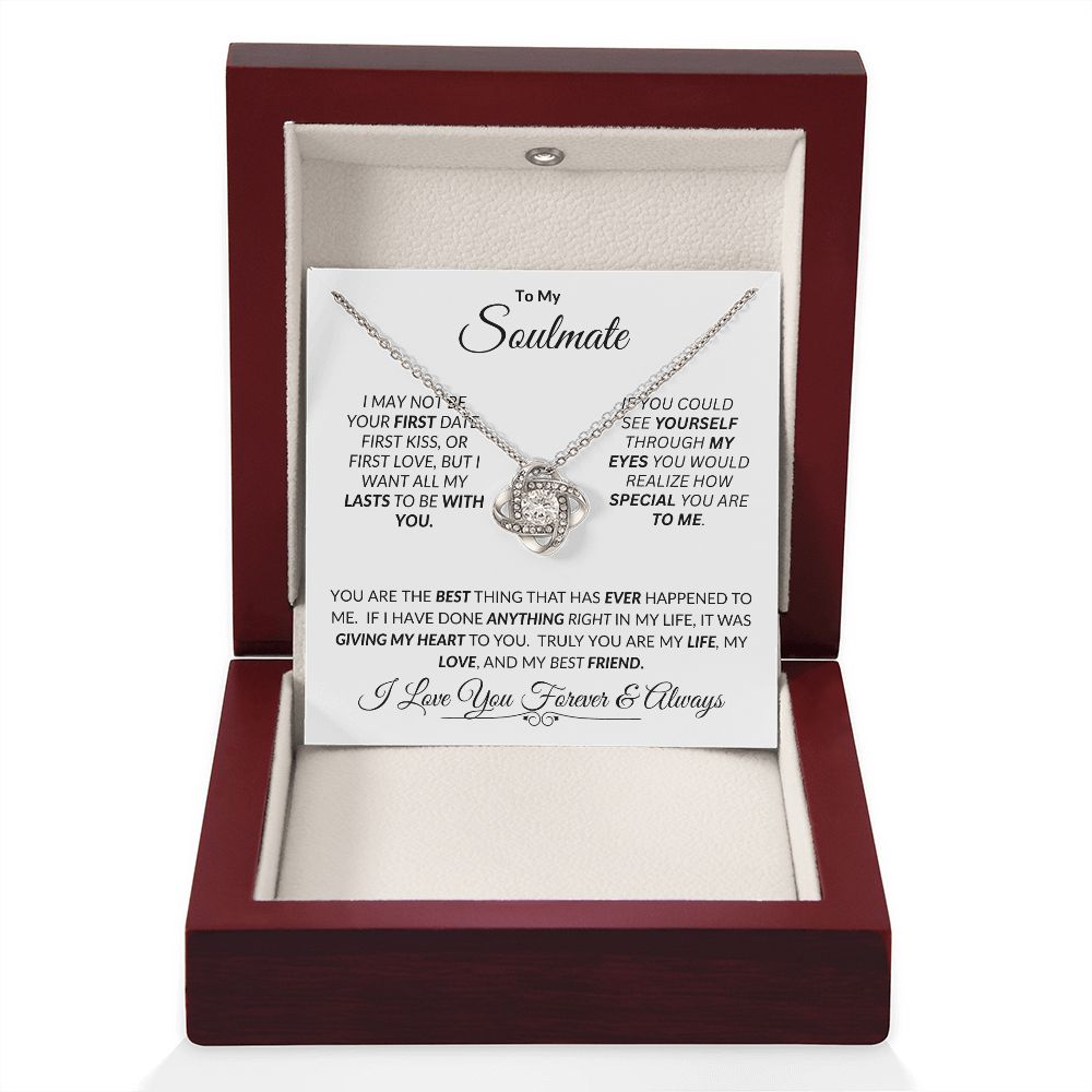 Soulmate If You Could See Through My Eyes -- Love Knot Necklace