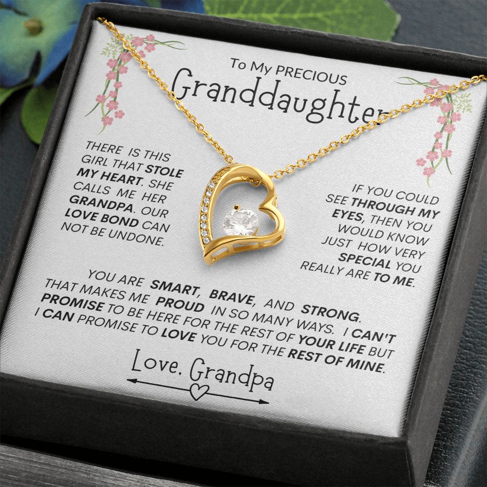 Granddaughter From Grandpa "Love Bond"--Forever Heart Necklace