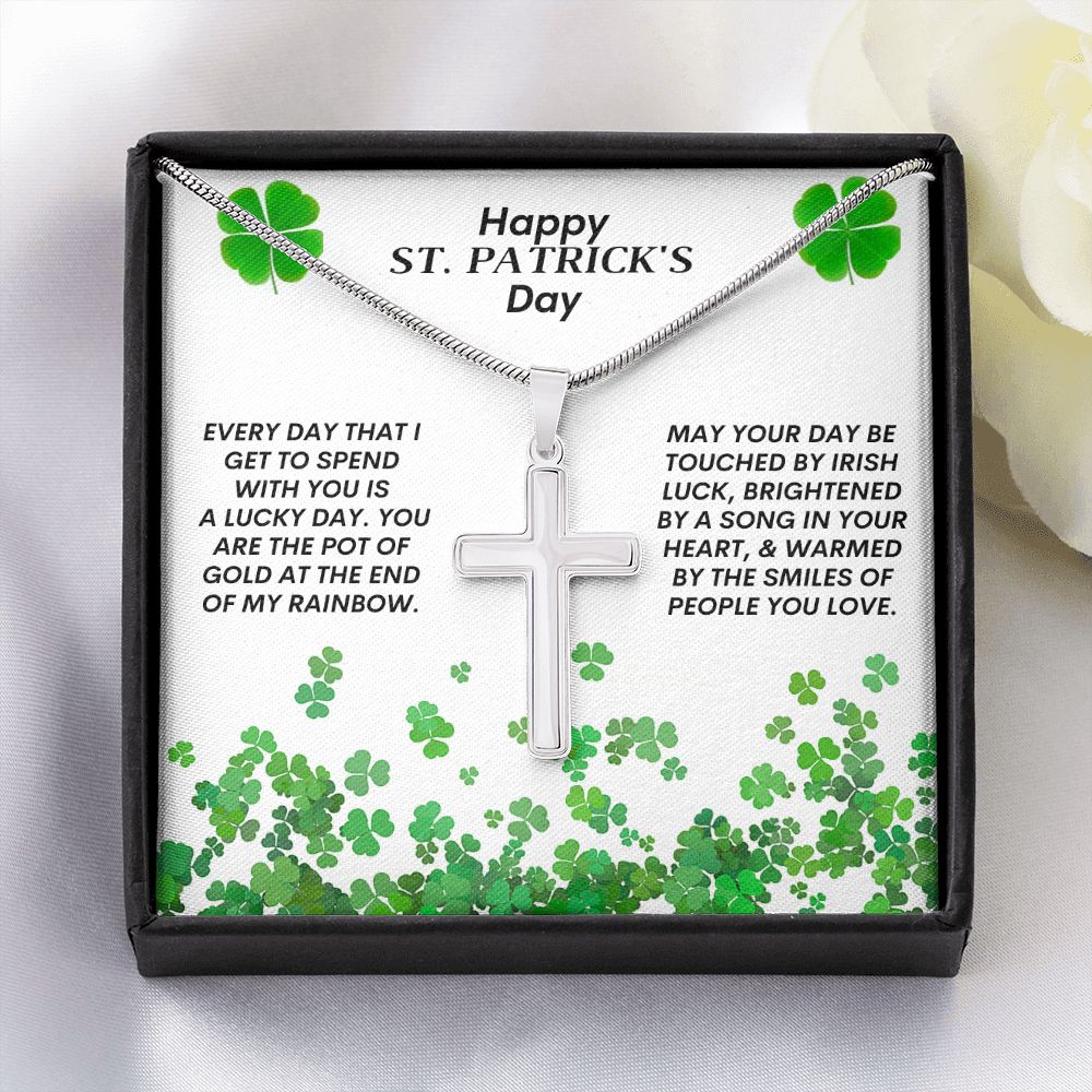Happy Saint Patrick's Day -- Cross Necklace