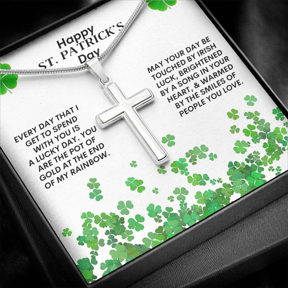 Happy Saint Patrick's Day -- Cross Necklace