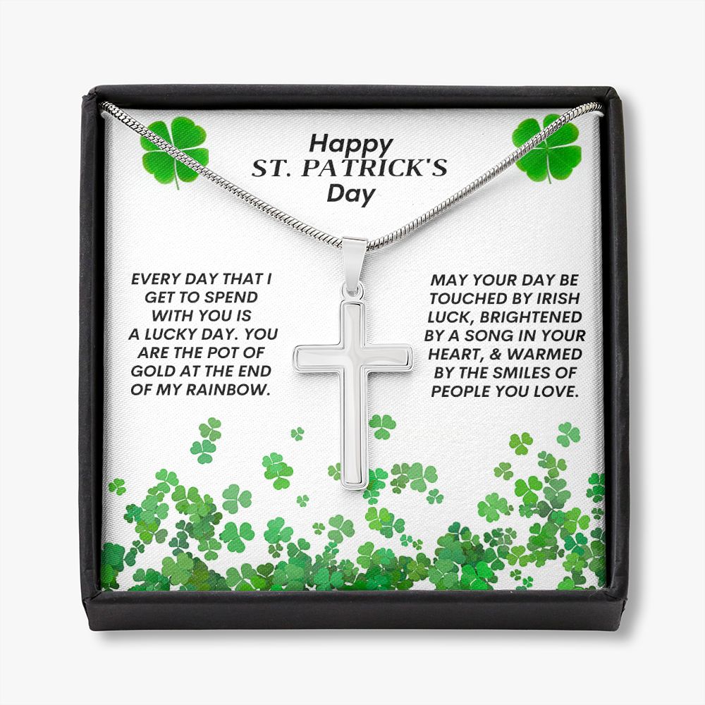 Happy Saint Patrick's Day -- Cross Necklace