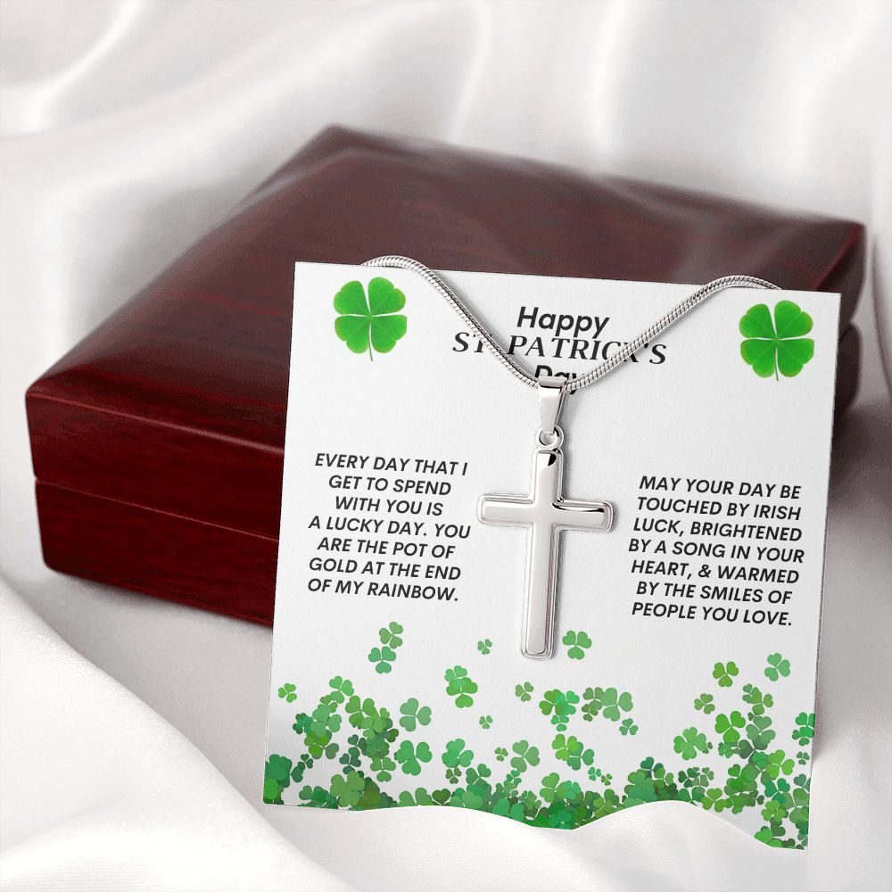 Happy Saint Patrick's Day -- Cross Necklace