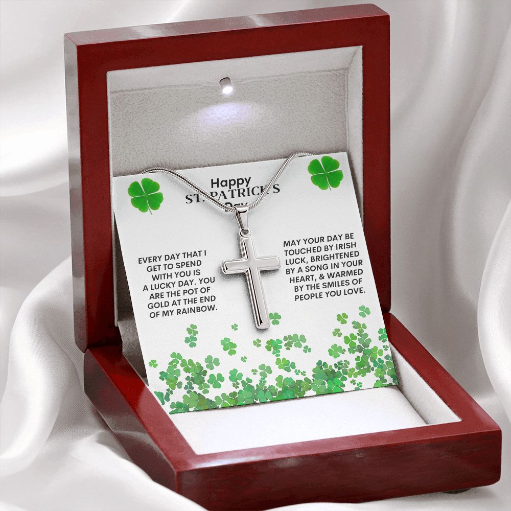 Happy Saint Patrick's Day -- Cross Necklace