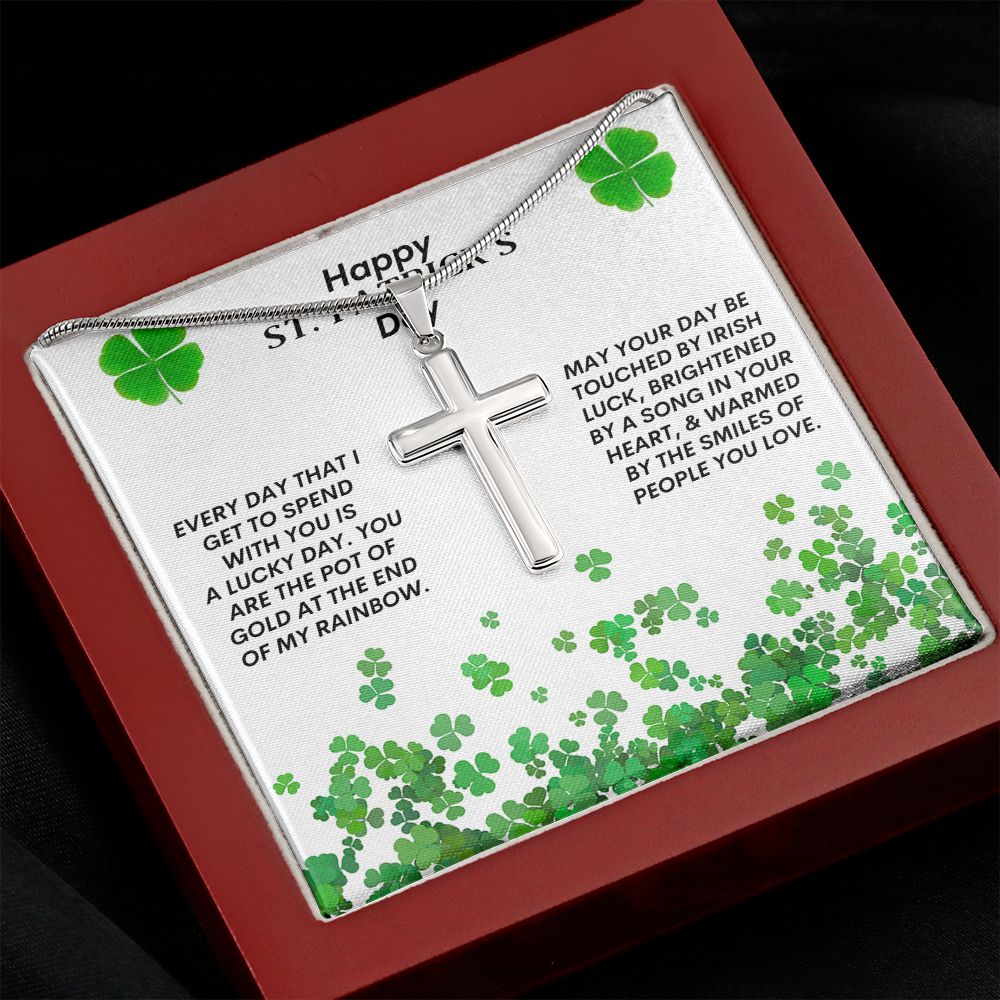 Happy Saint Patrick's Day -- Cross Necklace