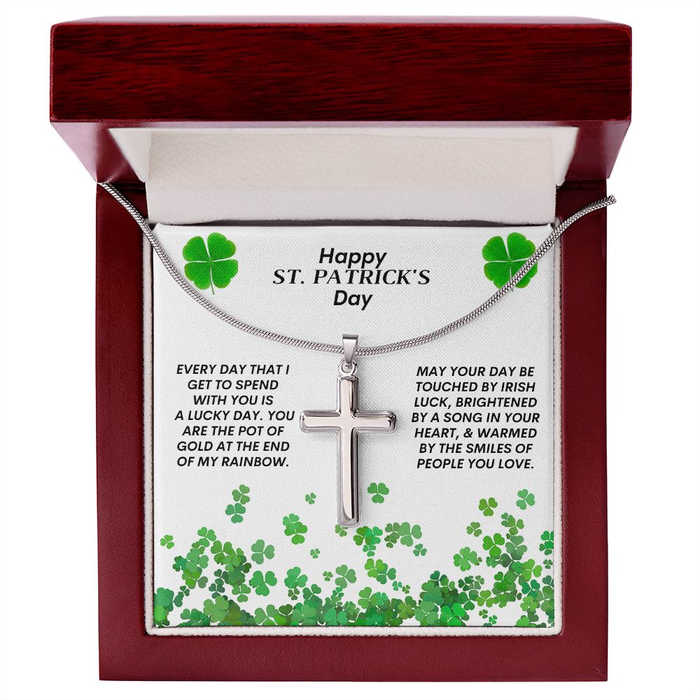 Happy Saint Patrick's Day -- Cross Necklace