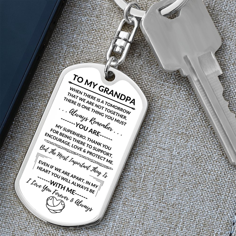 Grandpa, My Superhero / Dog Tag Keychain