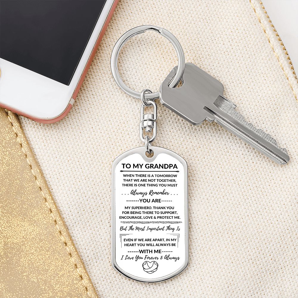 Grandpa, My Superhero / Dog Tag Keychain