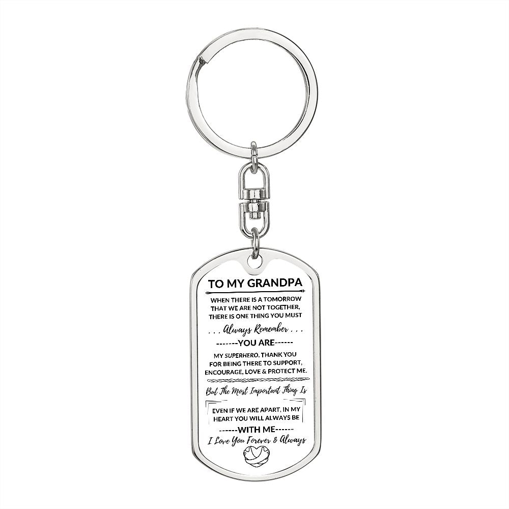 Grandpa, My Superhero / Dog Tag Keychain