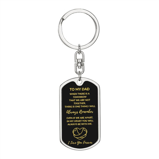 DAD with Heart Hug / Dog Tag Key Chain
