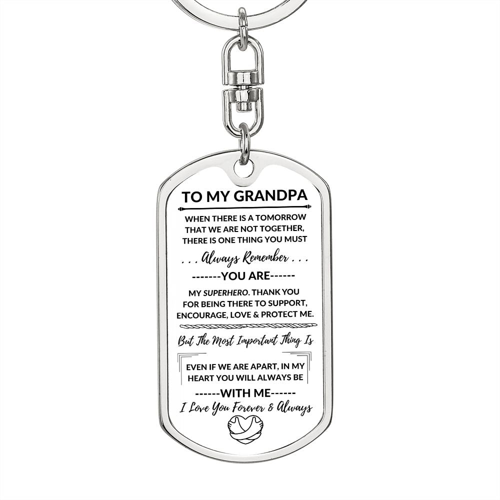 Grandpa, My Superhero / Dog Tag Keychain