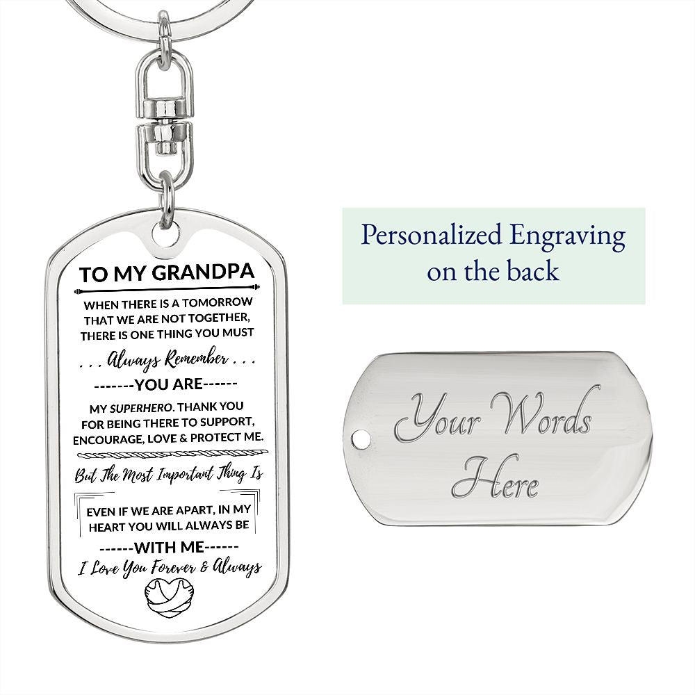 Grandpa, My Superhero / Dog Tag Keychain