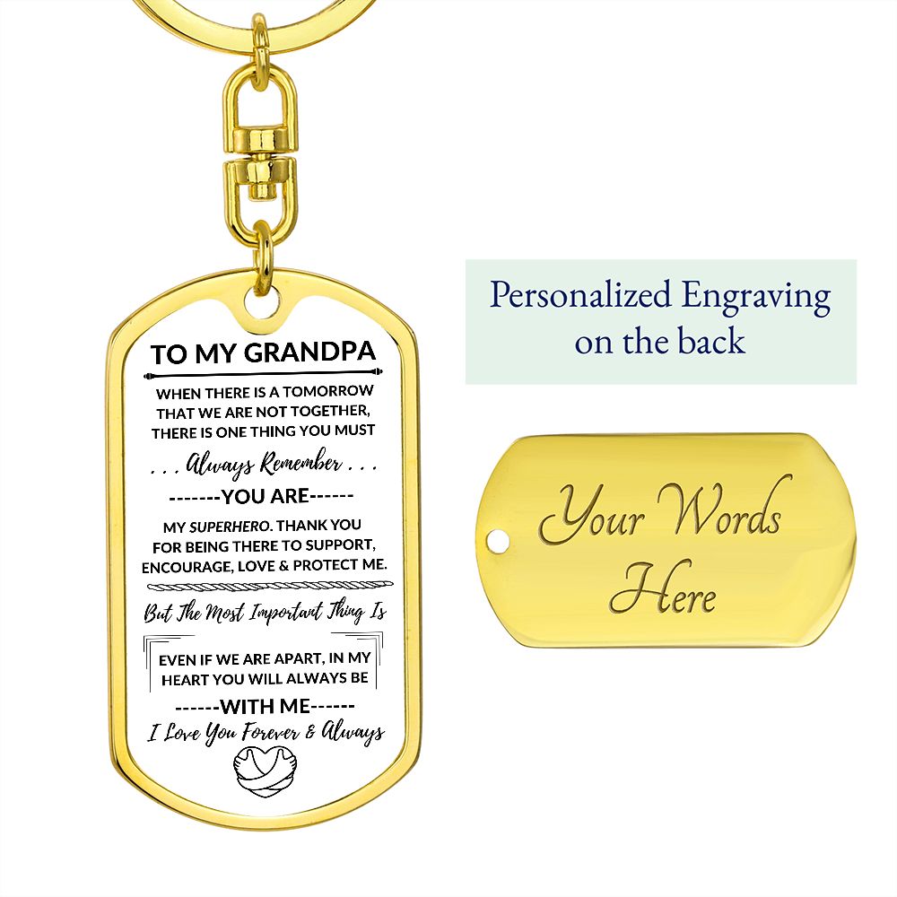 Grandpa, My Superhero / Dog Tag Keychain