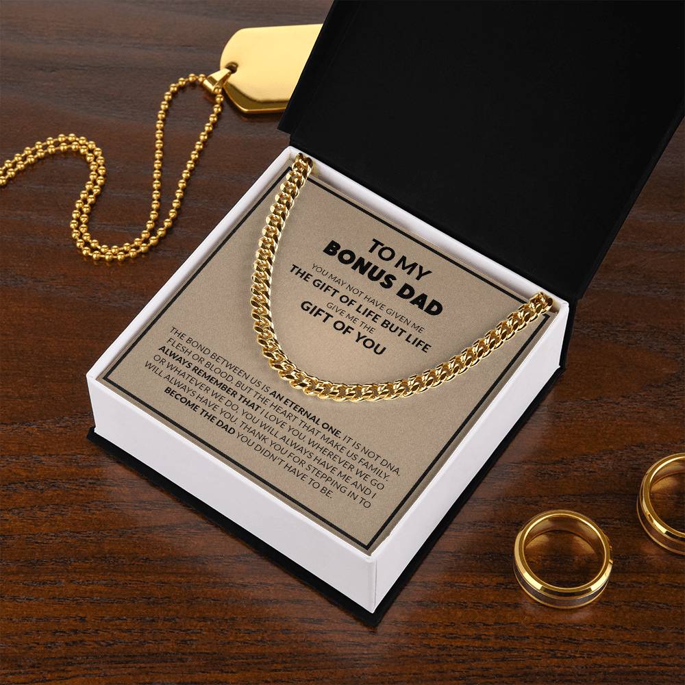 To My Bonus Dad, Always Remember That I Love You / Cuban Link Chain Necklace