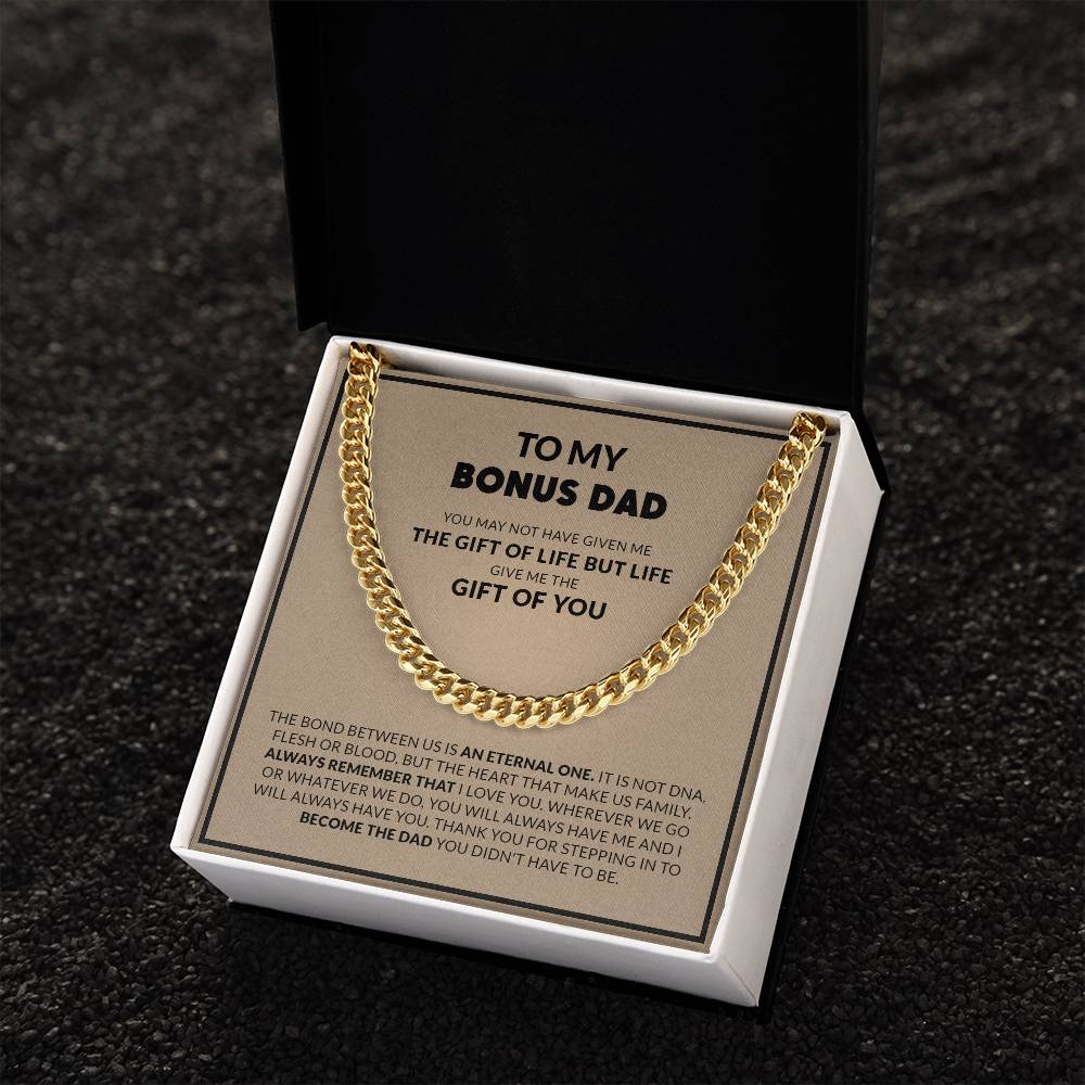 To My Bonus Dad, Always Remember That I Love You / Cuban Link Chain Necklace