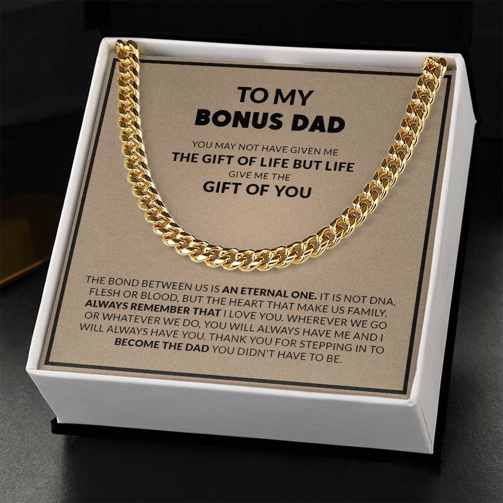 To My Bonus Dad, Always Remember That I Love You / Cuban Link Chain Necklace