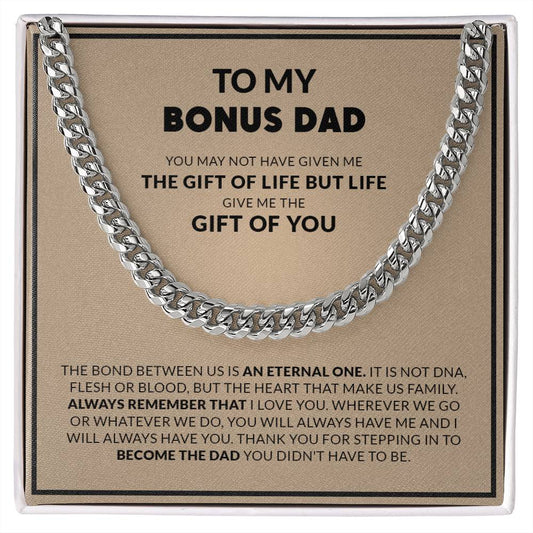 To My Bonus Dad, Always Remember That I Love You / Cuban Link Chain Necklace