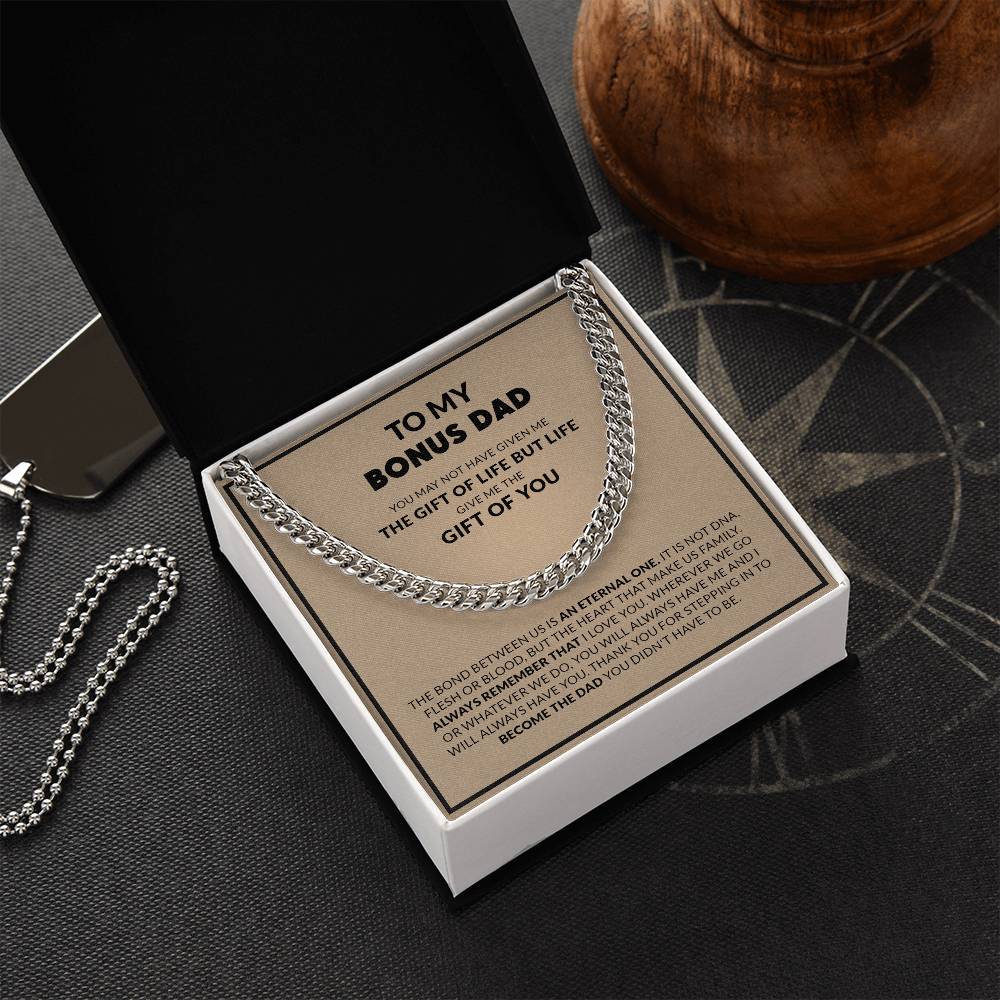 To My Bonus Dad, Always Remember That I Love You / Cuban Link Chain Necklace