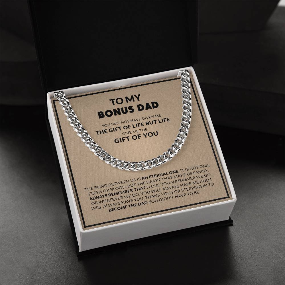 To My Bonus Dad, Always Remember That I Love You / Cuban Link Chain Necklace