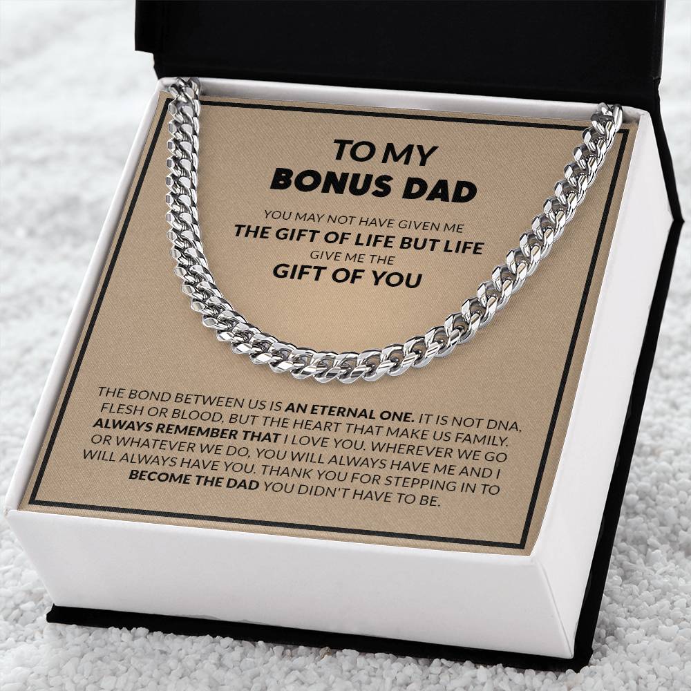 To My Bonus Dad, Always Remember That I Love You / Cuban Link Chain Necklace