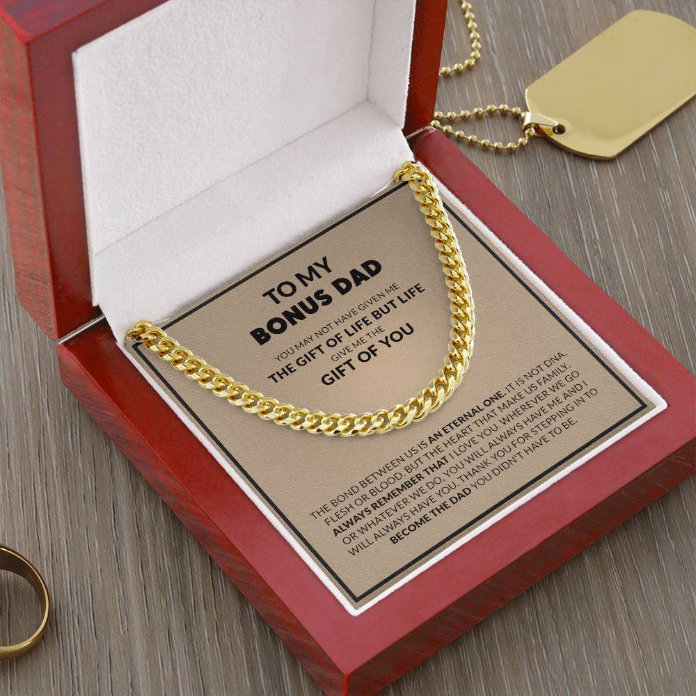To My Bonus Dad, Always Remember That I Love You / Cuban Link Chain Necklace