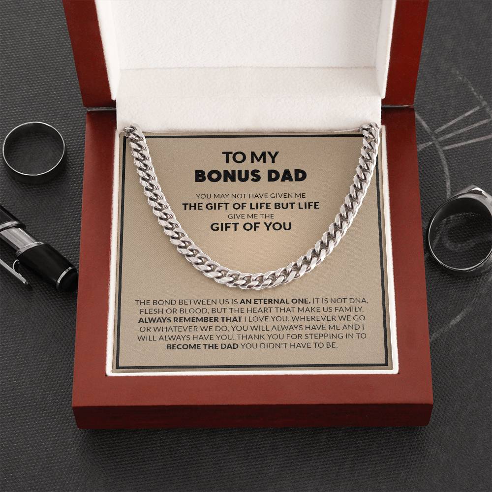 To My Bonus Dad, Always Remember That I Love You / Cuban Link Chain Necklace