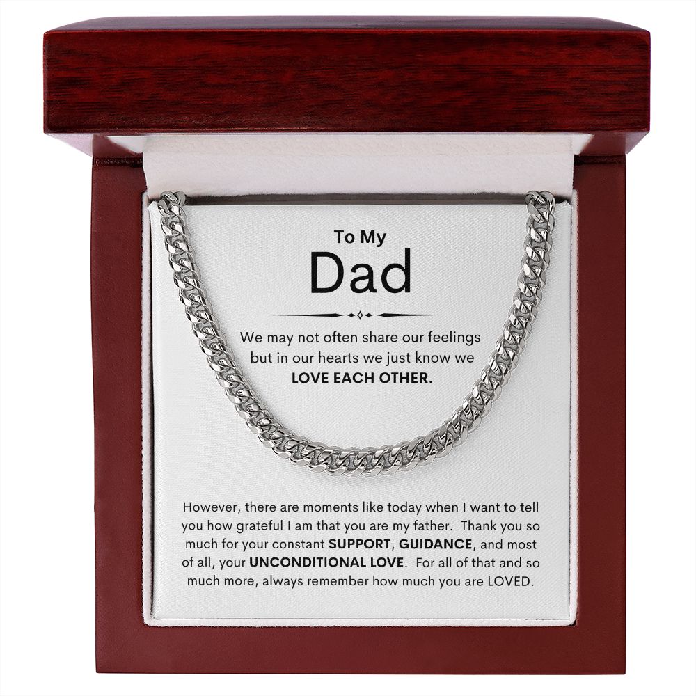 Dad, We May Not Share Our Feelings / Cuban Link Chain Necklace