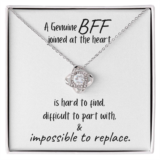 A BFF, Hard to Find - Impossible to Replace / Love Knot Necklace Jewelry