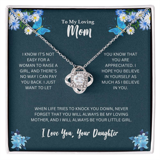 To My Loving Mom | I Love You - Love Knot Necklace