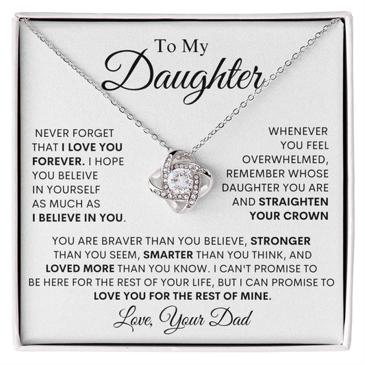 Daughter from Dad, I Will Always Love You / Love Knot Necklace
