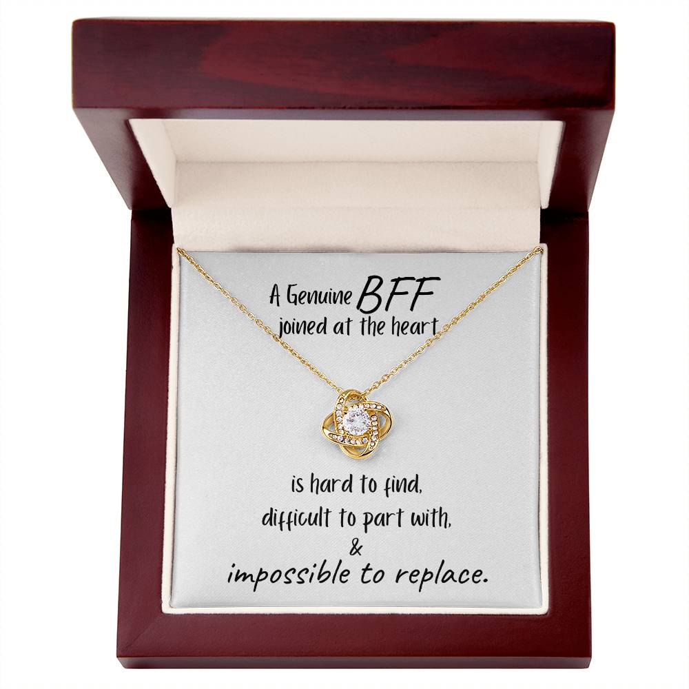 A BFF, Hard to Find - Impossible to Replace / Love Knot Necklace Jewelry