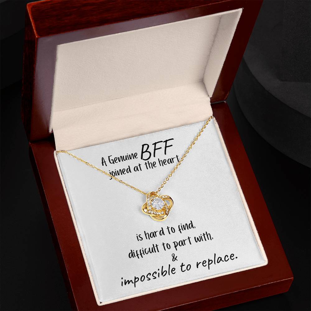 A BFF, Hard to Find - Impossible to Replace / Love Knot Necklace Jewelry
