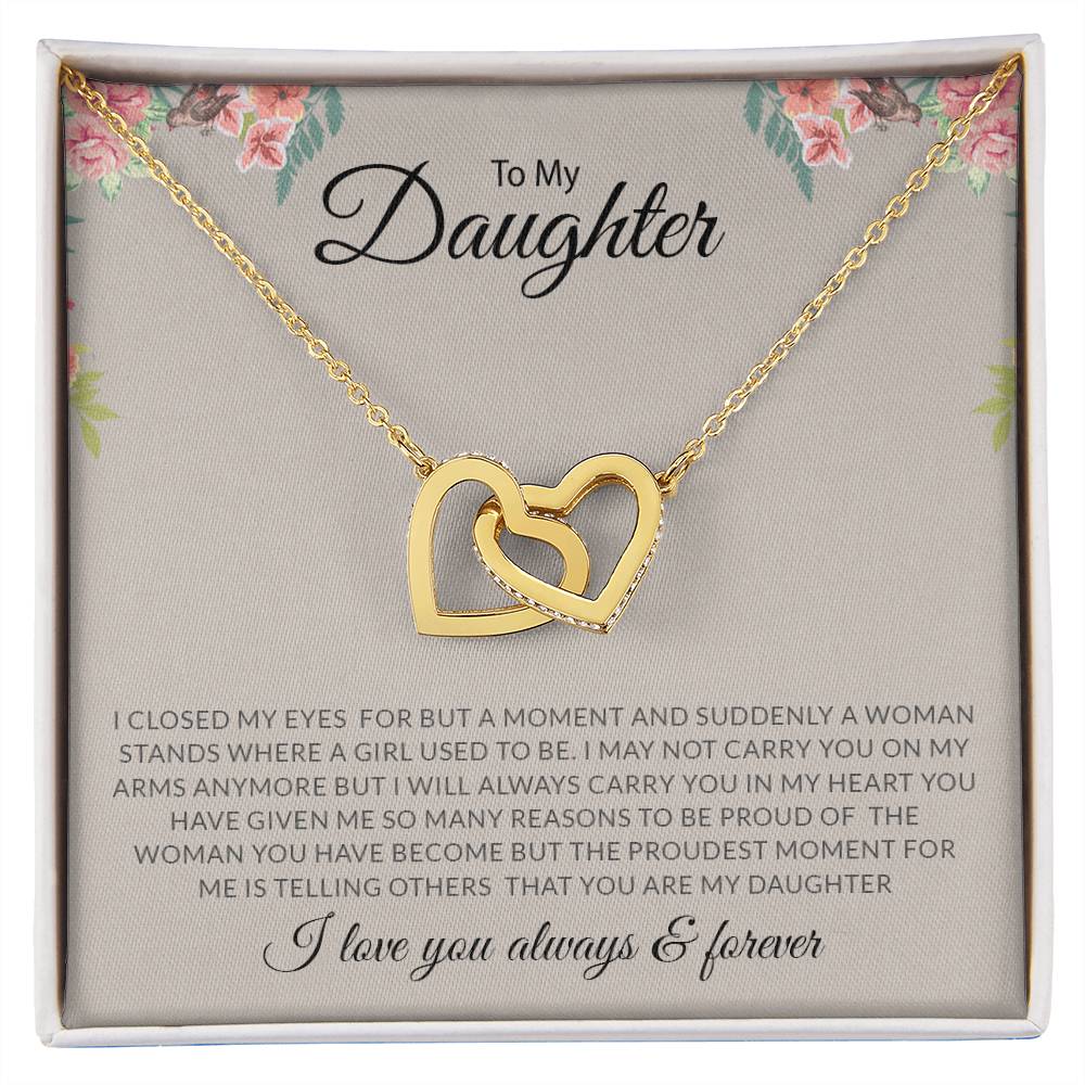 To My Daughter | I Love You, Always & Forever - Interlocking Hearts necklace