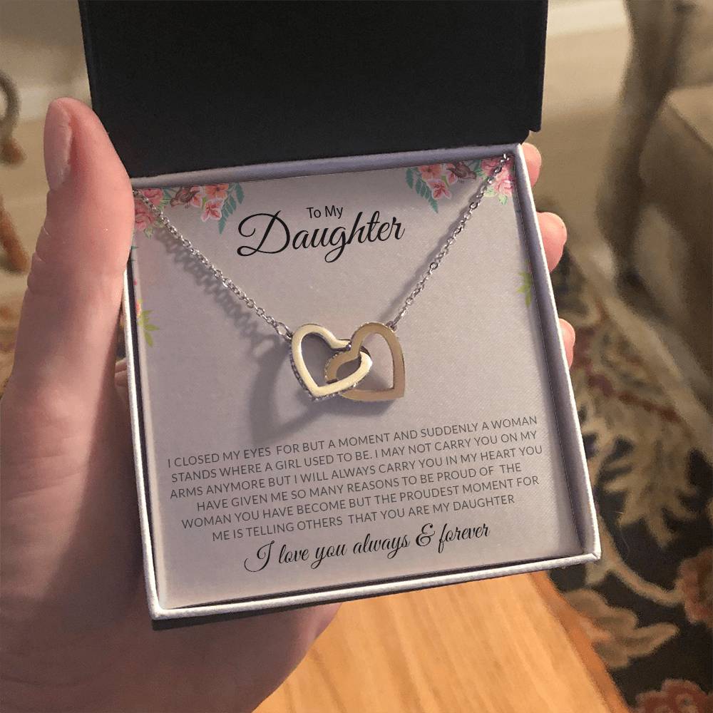 To My Daughter | I Love You, Always & Forever - Interlocking Hearts necklace