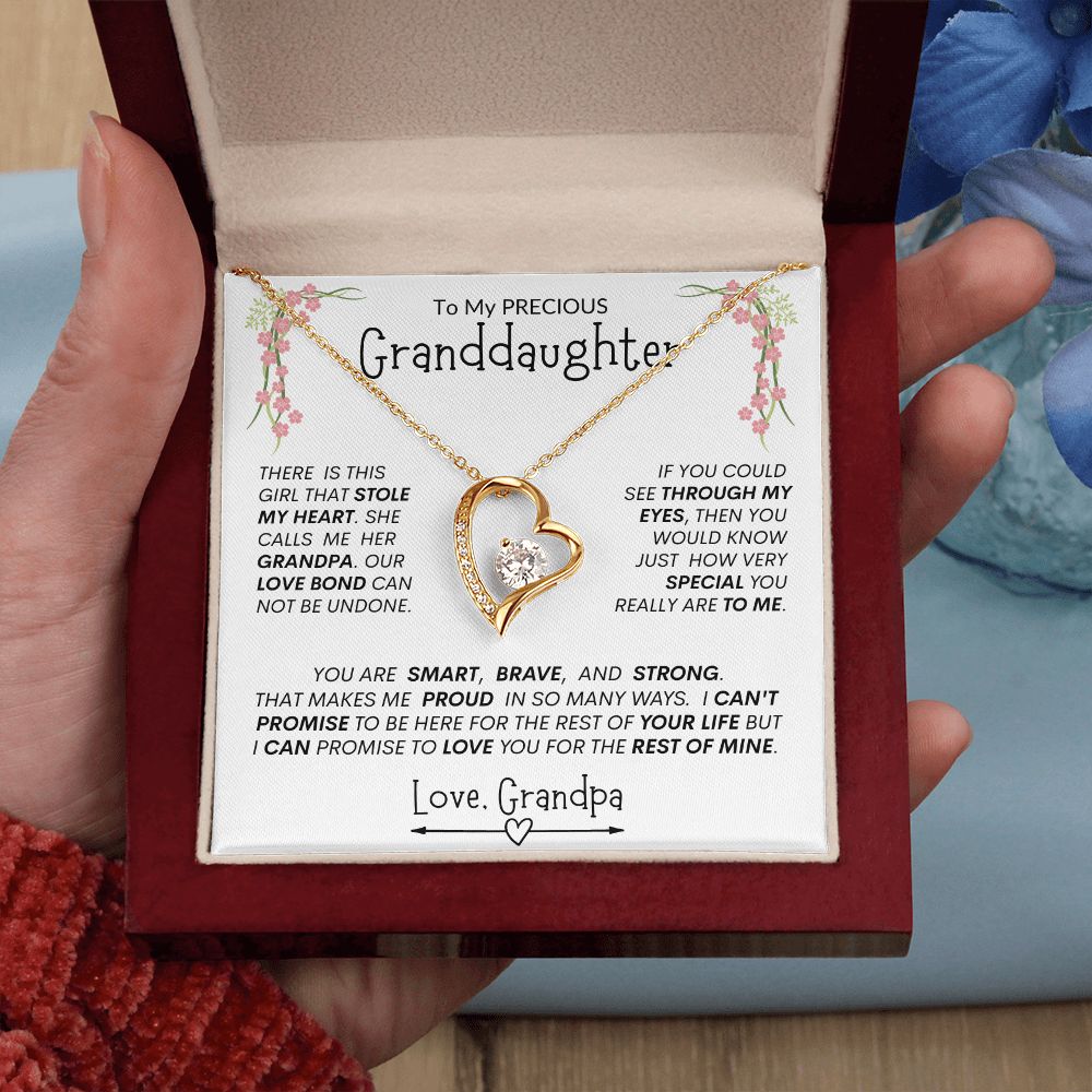 Granddaughter From Grandpa "Love Bond"--Forever Heart Necklace
