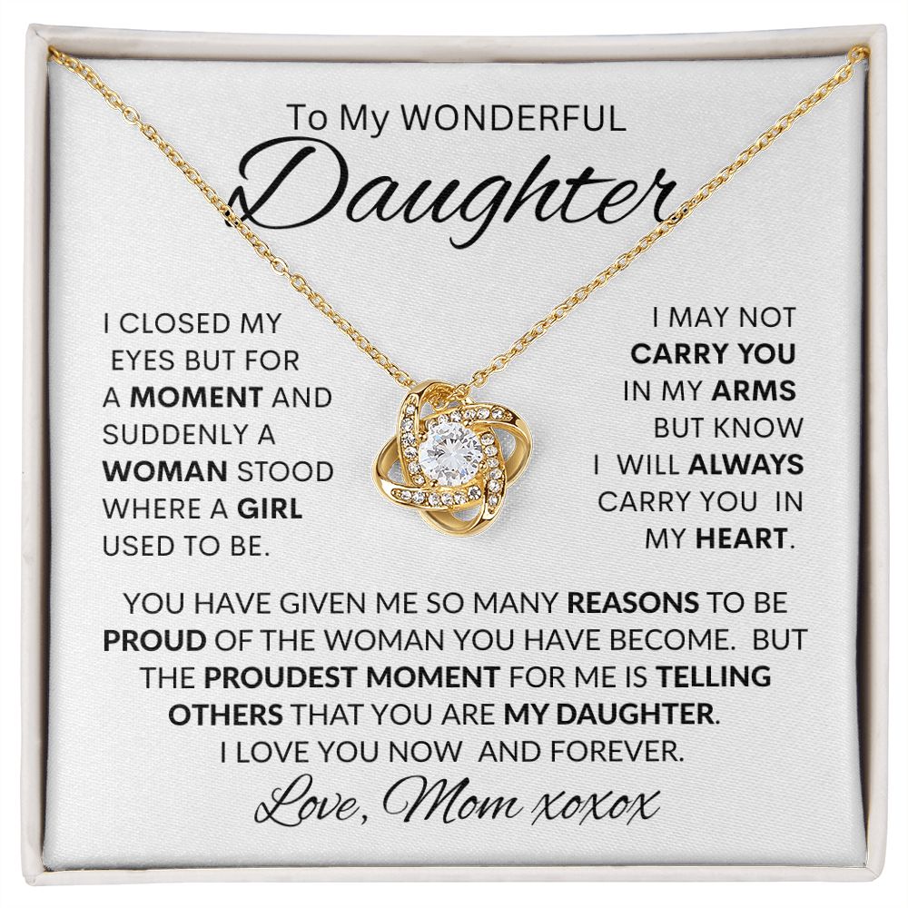 Wonderful Daughter From Proud Mom - Love Knot Necklace