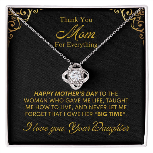 Mom from Daughter Thanks Love Knot Necklace