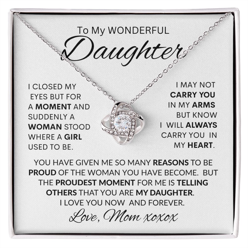 Wonderful Daughter From Proud Mom - Love Knot Necklace