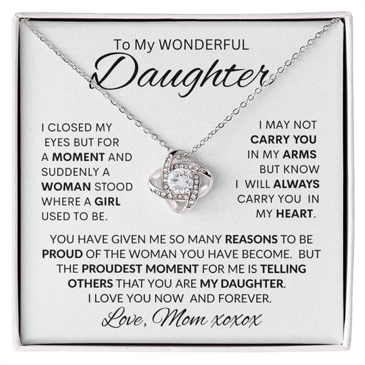 Wonderful Daughter From Proud Mom - Love Knot Necklace