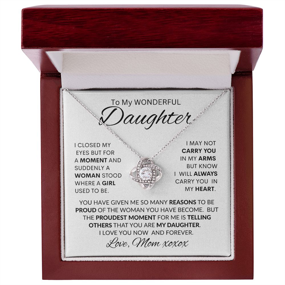 Wonderful Daughter From Proud Mom - Love Knot Necklace